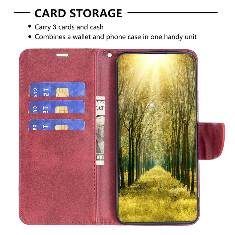 For iPhone 16 Lambskin Texture Pure Color Flip Leather Phone Case(Red)