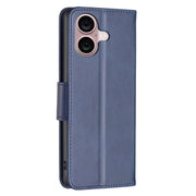 For iPhone 16 Lambskin Texture Pure Color Flip Leather Phone Case(Blue)
