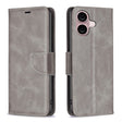 For iPhone 16 Lambskin Texture Pure Color Flip Leather Phone Case(Grey) - iPhone 16 Cases by PMC TechLife | Online Shopping South Africa | PMC TechLife | Buy Now Pay Later Mobicred