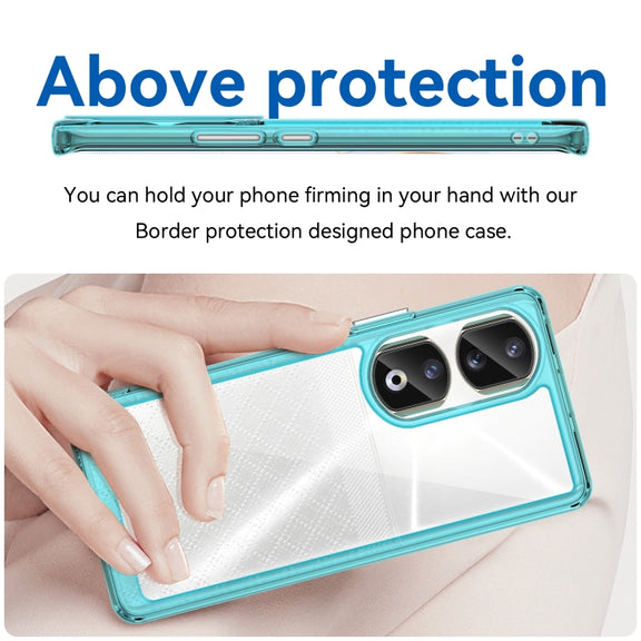 For Honor 80 Pro Colorful Series Acrylic Hybrid TPU Phone Case(Transparent Blue)