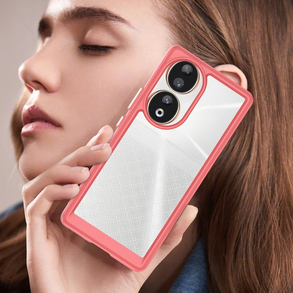 For Honor 80 Colorful Series Acrylic Hybrid TPU Phone Case(Red)