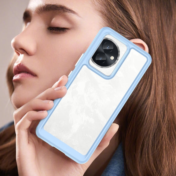 For Honor 100 Colorful Series Acrylic Hybrid TPU Phone Case(Blue)