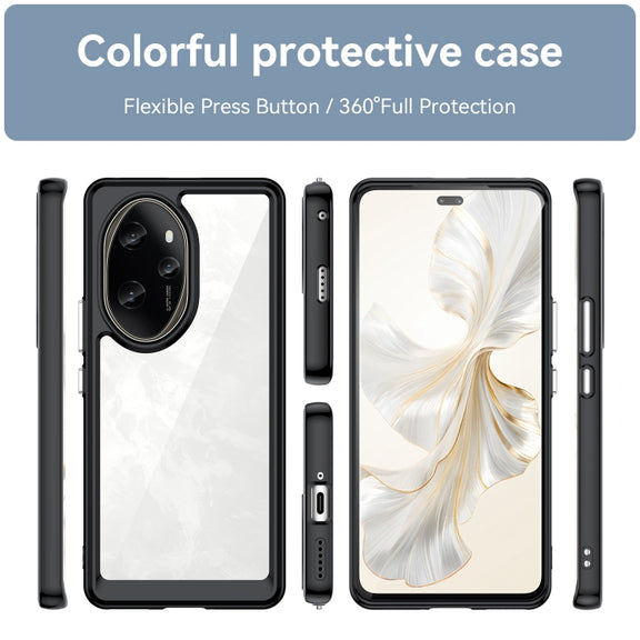 For Honor 100 Pro Colorful Series Acrylic Hybrid TPU Phone Case(Black)