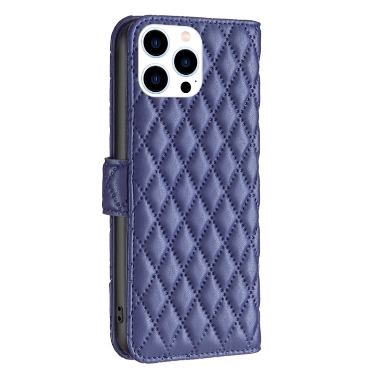 For iPhone 16 Pro Max Diamond Lattice Wallet Flip Leather Phone Case(Blue)