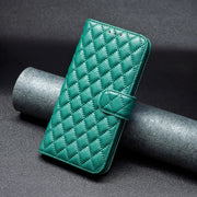 For iPhone 16 Diamond Lattice Wallet Flip Leather Phone Case(Green)