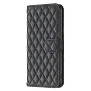 For iPhone 16 Diamond Lattice Wallet Flip Leather Phone Case(Black)