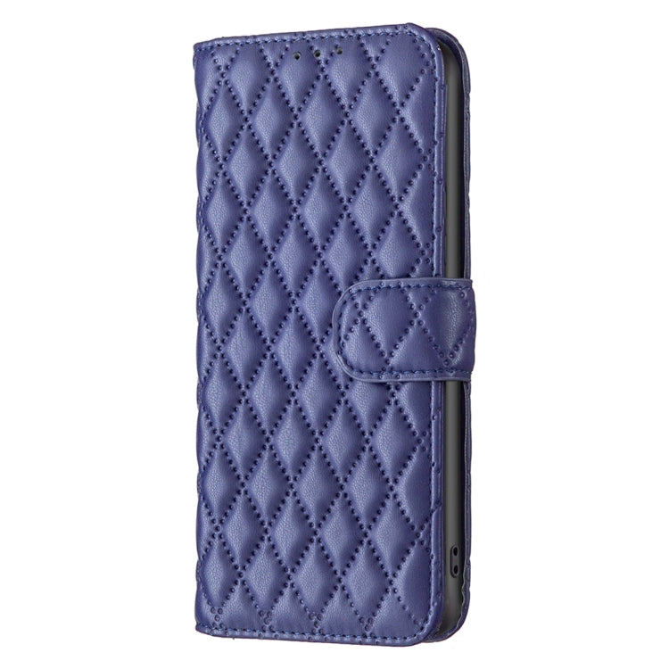 For iPhone 16 Plus Diamond Lattice Wallet Flip Leather Phone Case(Blue)