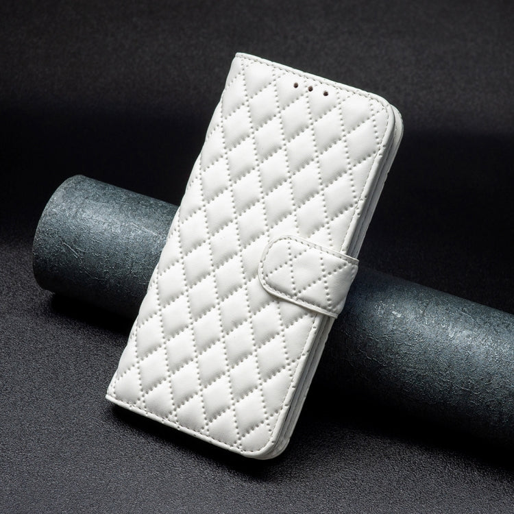 For iPhone 16 Plus Diamond Lattice Wallet Flip Leather Phone Case(White)