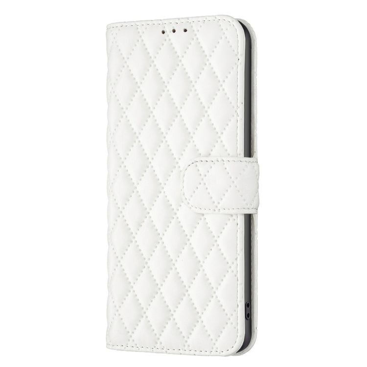 For iPhone 16 Plus Diamond Lattice Wallet Flip Leather Phone Case(White)