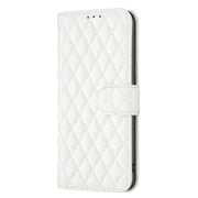 For iPhone 16 Plus Diamond Lattice Wallet Flip Leather Phone Case(White)