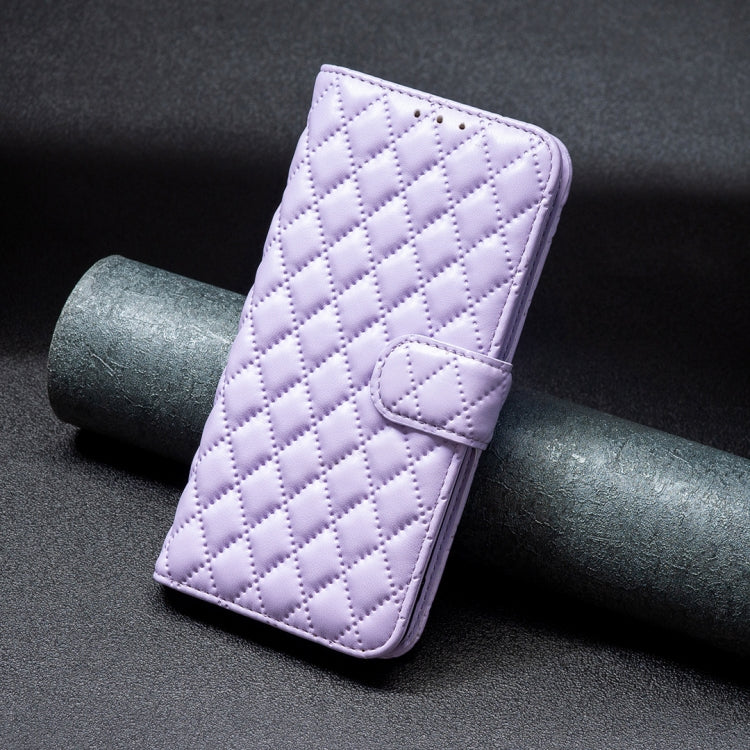 For iPhone 16 Plus Diamond Lattice Wallet Flip Leather Phone Case(Purple)