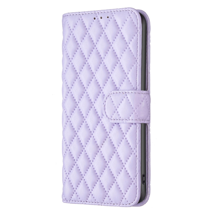 For iPhone 16 Plus Diamond Lattice Wallet Flip Leather Phone Case(Purple)