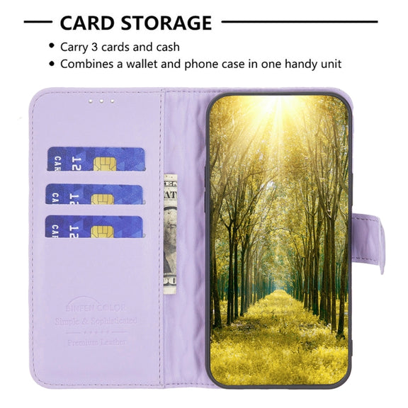 For iPhone 16 Plus Diamond Lattice Wallet Flip Leather Phone Case(Purple)