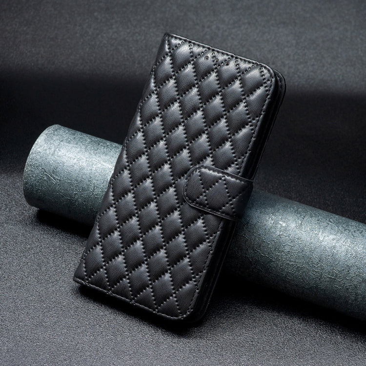 For iPhone 16 Plus Diamond Lattice Wallet Flip Leather Phone Case(Black)