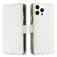 For iPhone 16 Pro Max Diamond Lattice Zipper Wallet Leather Flip Phone Case(White) - iPhone 16 Pro Max Cases by PMC TechLife | Online Shopping South Africa | PMC TechLife | Buy Now Pay Later Mobicred