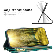 For iPhone 16 Diamond Lattice Zipper Wallet Leather Flip Phone Case(Green)