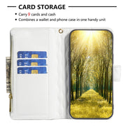 For iPhone 16 Plus Diamond Lattice Zipper Wallet Leather Flip Phone Case(White)