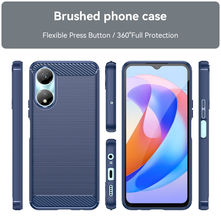 For Honor X7b Brushed Texture Carbon Fiber TPU Phone Case(Blue)