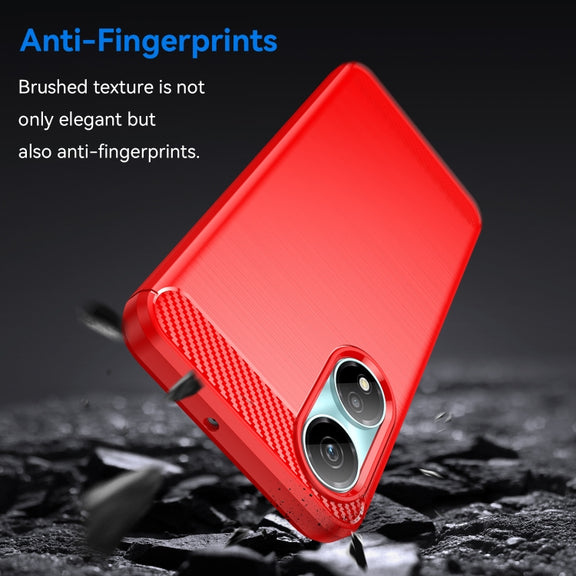 For Honor X7b Brushed Texture Carbon Fiber TPU Phone Case(Red)
