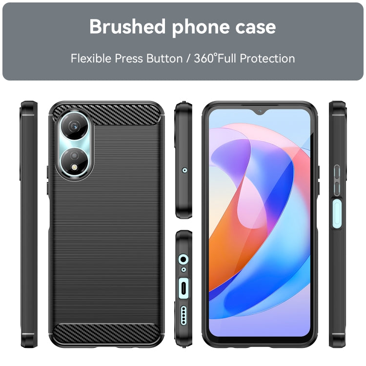 For Honor X7b Brushed Texture Carbon Fiber TPU Phone Case(Black)