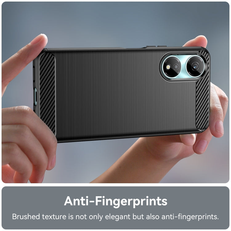 For Honor X7b Brushed Texture Carbon Fiber TPU Phone Case(Black)