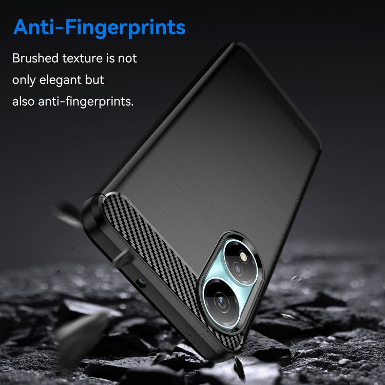 For Honor X5 Plus Brushed Texture Carbon Fiber TPU Phone Case(Black)