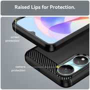 For Honor X5 Plus Brushed Texture Carbon Fiber TPU Phone Case(Black)