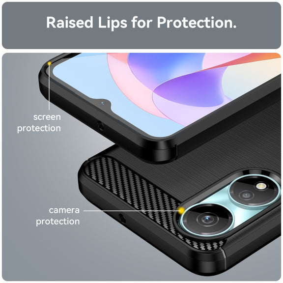 For Honor X5 Plus Brushed Texture Carbon Fiber TPU Phone Case(Black)