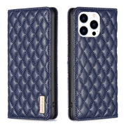 For iPhone 16 Pro Max Diamond Lattice Magnetic Leather Flip Phone Case(Blue)