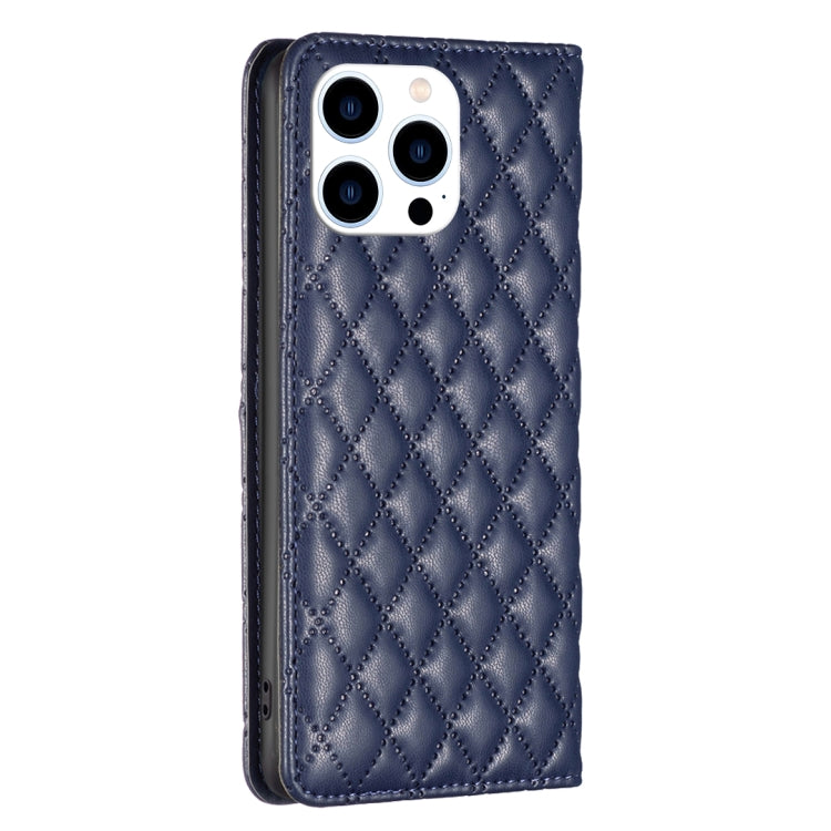 For iPhone 16 Pro Max Diamond Lattice Magnetic Leather Flip Phone Case(Blue)