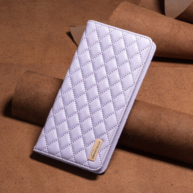 For iPhone 16 Plus Diamond Lattice Magnetic Leather Flip Phone Case(Purple)