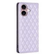For iPhone 16 Plus Diamond Lattice Magnetic Leather Flip Phone Case(Purple)