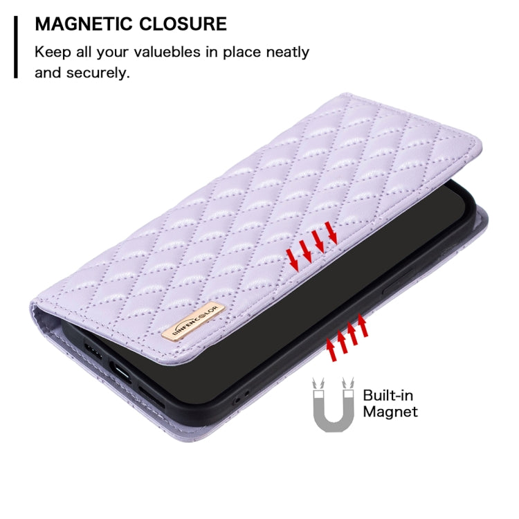 For iPhone 16 Plus Diamond Lattice Magnetic Leather Flip Phone Case(Purple)