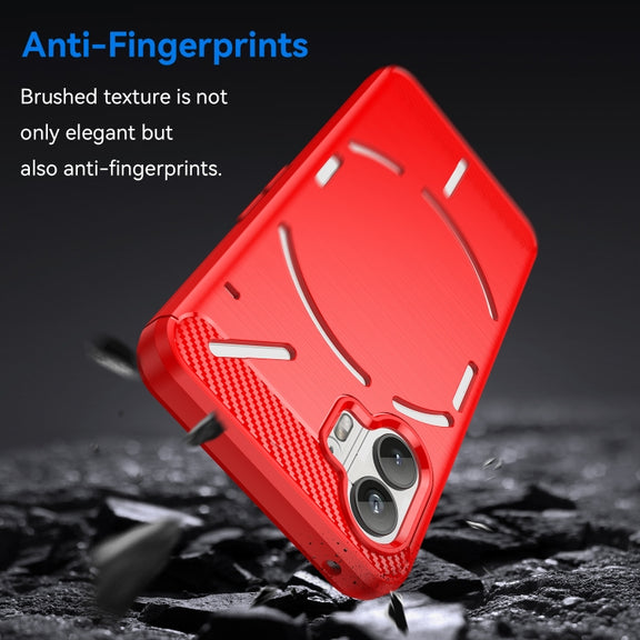 For Nothing Phone 2 Carbon Fiber Brushed Texture TPU Phone Case(Red)