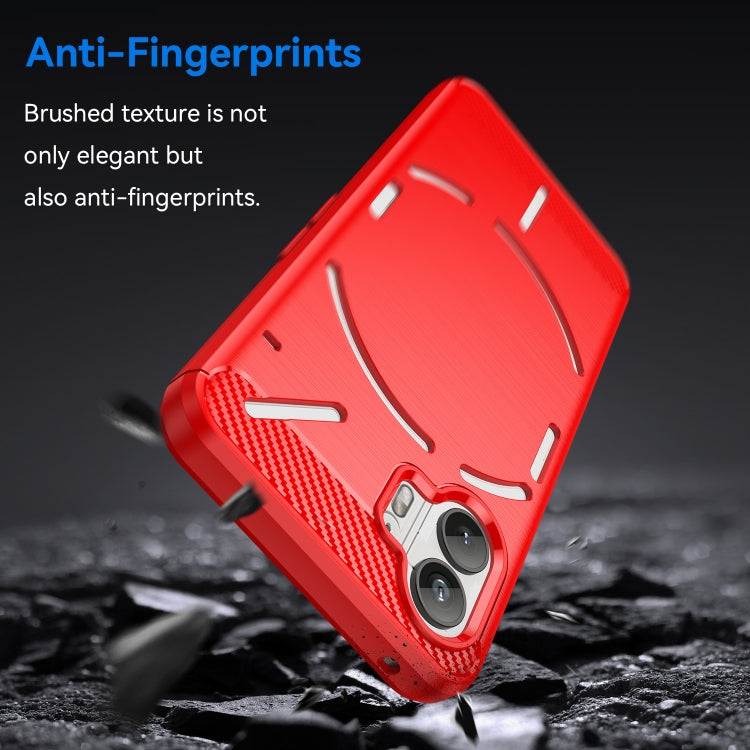 For Nothing Phone 2 Carbon Fiber Brushed Texture TPU Phone Case(Red)