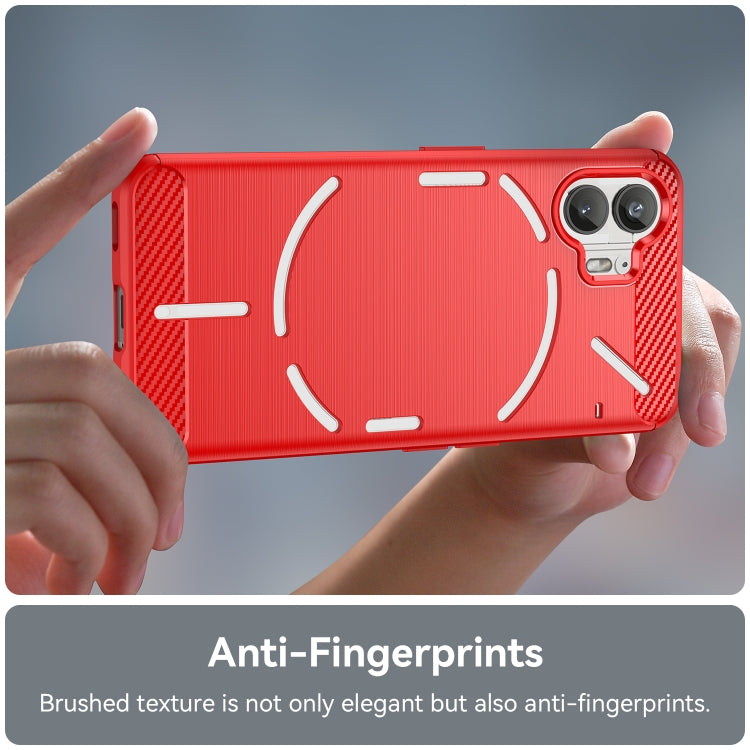 For Nothing Phone 2 Carbon Fiber Brushed Texture TPU Phone Case(Red)