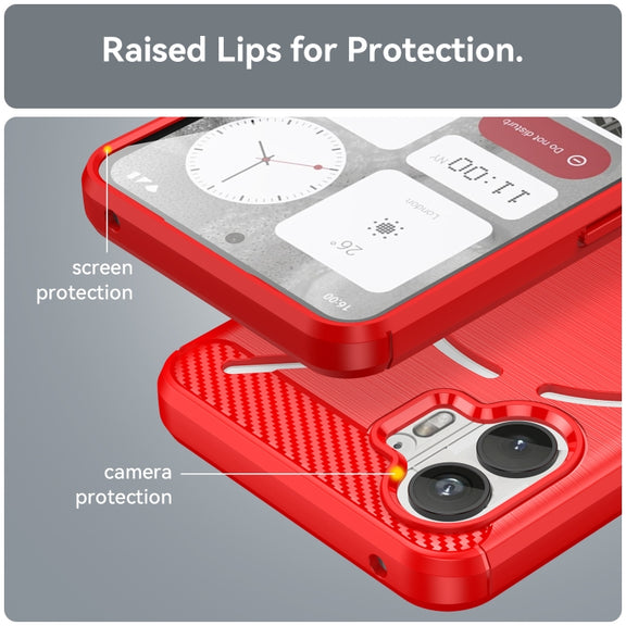 For Nothing Phone 2 Carbon Fiber Brushed Texture TPU Phone Case(Red)