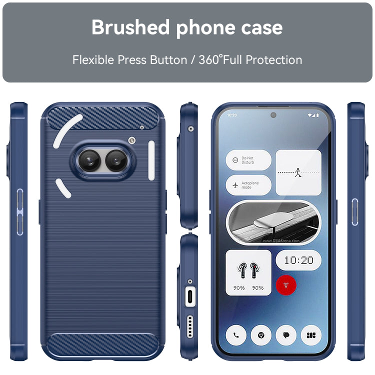 For Nothing Phone 2a Carbon Fiber Brushed Texture TPU Phone Case(Blue)