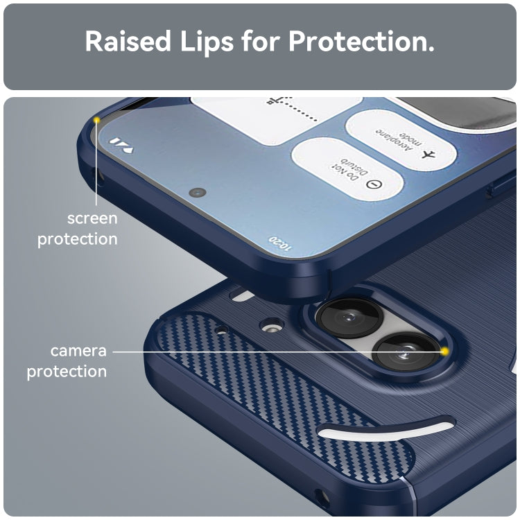 For Nothing Phone 2a Carbon Fiber Brushed Texture TPU Phone Case(Blue)