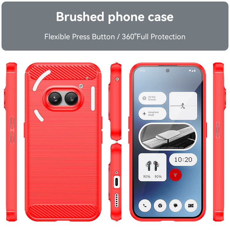 For Nothing Phone 2a Brushed Texture Carbon Fiber TPU Phone Case(Red)