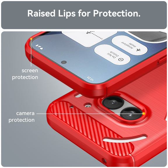 For Nothing Phone 2a Brushed Texture Carbon Fiber TPU Phone Case(Red)