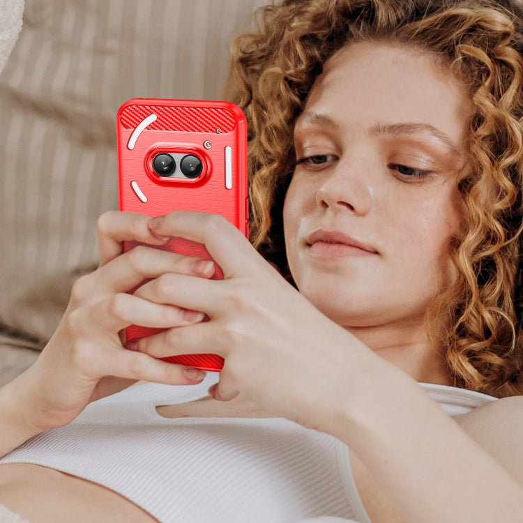 For Nothing Phone 2a Brushed Texture Carbon Fiber TPU Phone Case(Red)