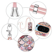 For Google Pixel 9 / 9 Pro Electroplating IMD TPU Phone Case with Lanyard(Pink Scales)