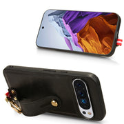 For Google Pixel 9 Pro Wristband Leather Back Phone Case(Black)