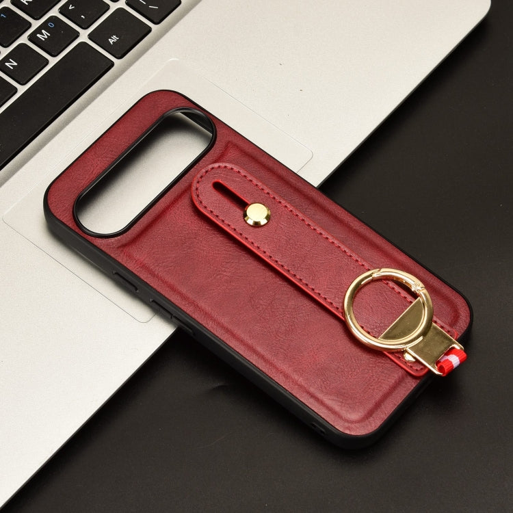 For Google Pixel 9 Pro Wristband Leather Back Phone Case(Red)