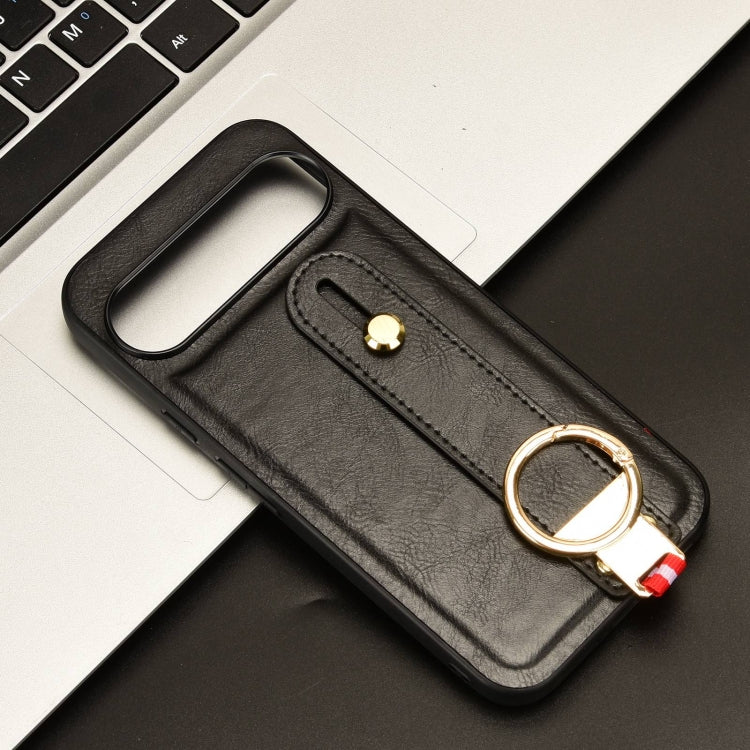 For Google Pixel 9 Wristband Leather Back Phone Case(Black)