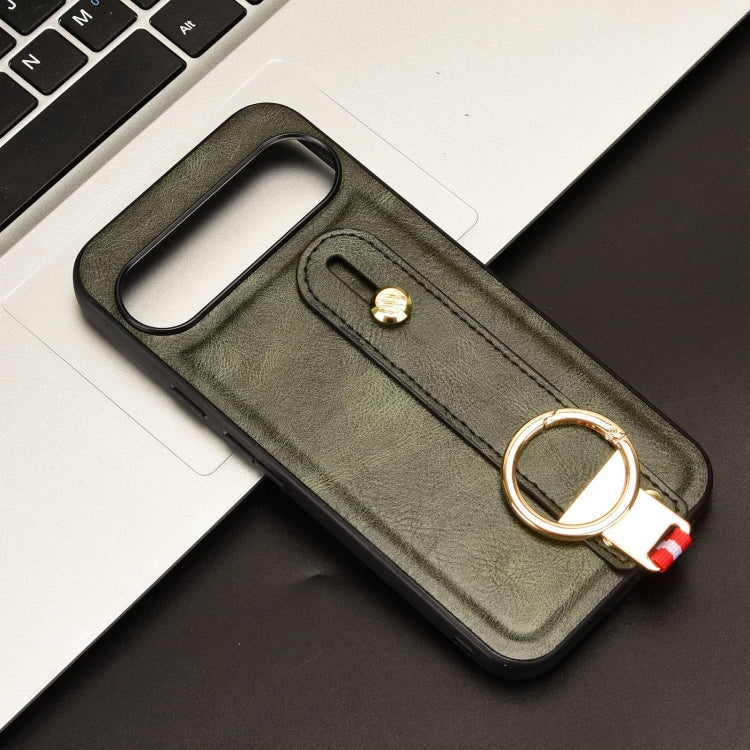 For Google Pixel 9 Wristband Leather Back Phone Case(Green)