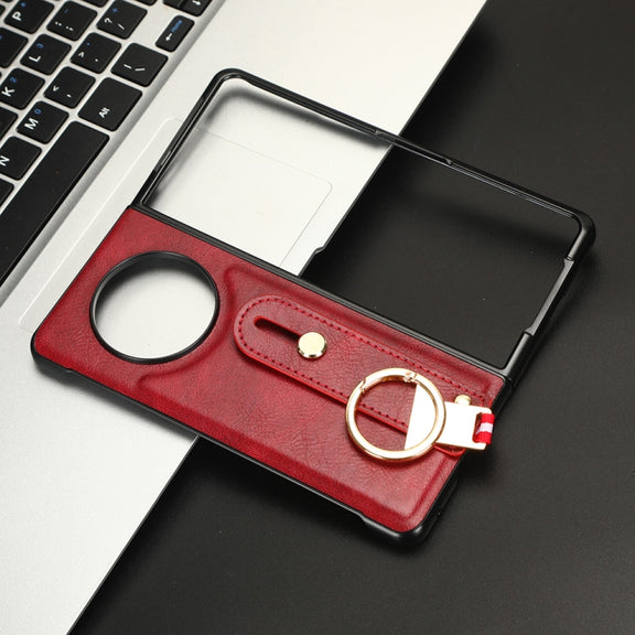For Tecno Phantom V Fold Wristband Leather Back Phone Case(Red)