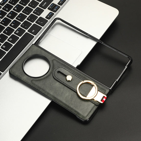 For Tecno Phantom V Fold Wristband Leather Back Phone Case(Green)