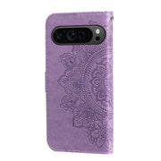 For Google Pixel 9 Pro 7-petal Flowers Embossing Leather Phone Case(Light Purple)